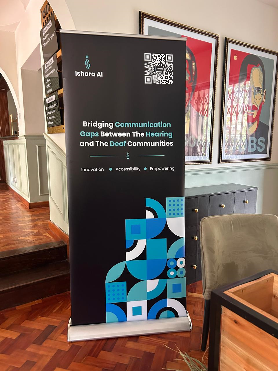 The Ishara roll-up banner displayed in a real event setting