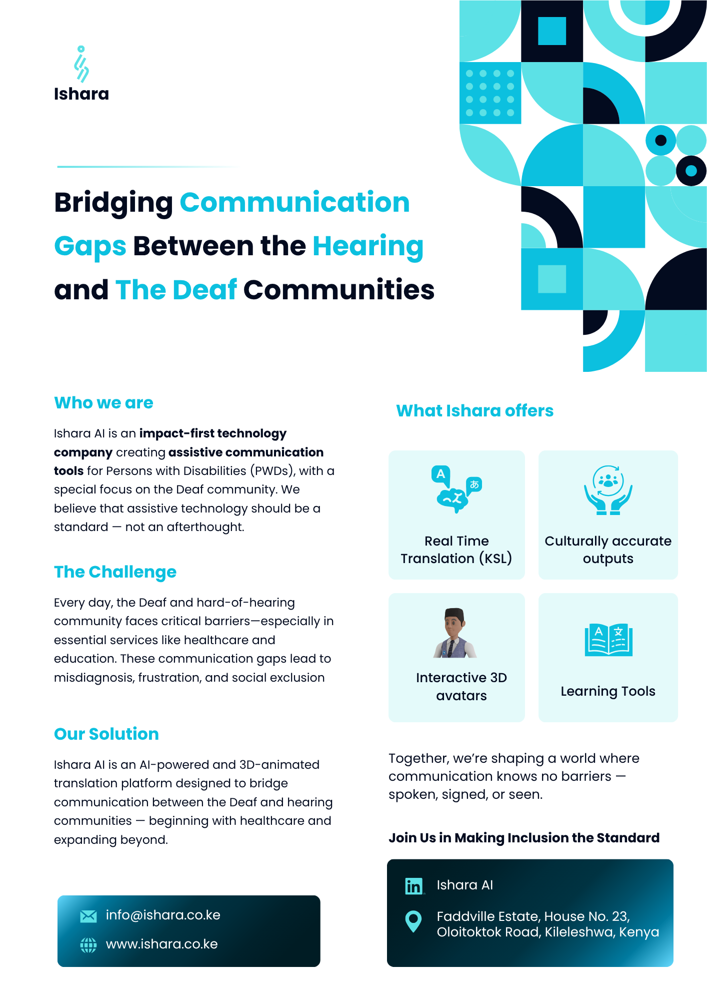 A tile grid of icons built from Ishara's shape language